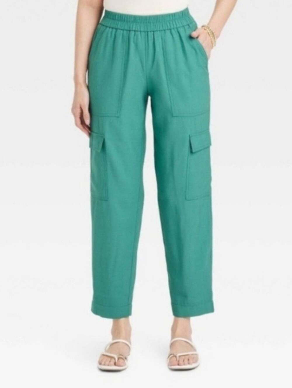 A New Day Green Pull-On Cargo Pants Size Large NWT